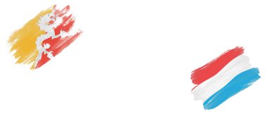 Bhutan ve Lüksemburg Bayrakları Beyaz Arkaplanda