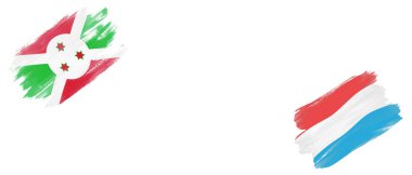 Beyaz Arkaplanda Burundi ve Lüksemburg Bayrakları