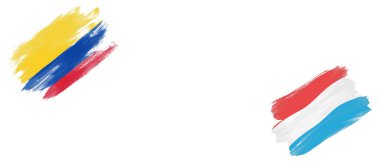 Beyaz Arkaplanda Kolombiya ve Lüksemburg Bayrakları