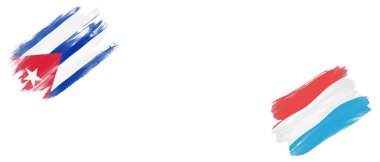 Beyaz Arkaplanda Küba ve Lüksemburg Bayrakları
