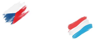 Beyaz Arkaplanda Çek Cumhuriyeti ve Lüksemburg Bayrakları