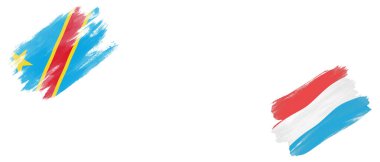 Beyaz Arkaplanda Demokratik Kongo Cumhuriyeti ve Lüksemburg Bayrakları