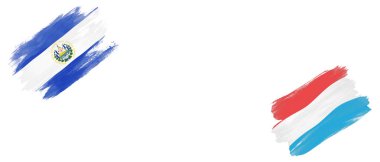 Beyaz Arkaplanda El Salvador ve Lüksemburg Bayrakları