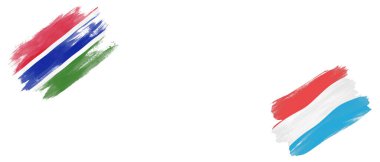 Beyaz Arkaplanda Gambiya ve Lüksemburg Bayrakları