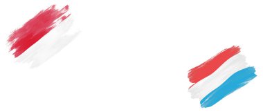 Beyaz Arkaplanda Endonezya ve Lüksemburg Bayrakları