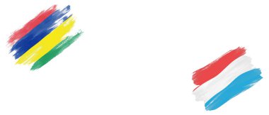 Mauritius ve Lüksemburg Bayrakları Beyaz Arkaplanda