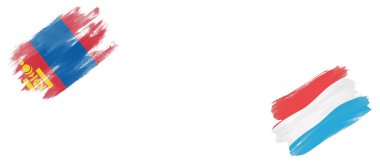 Beyaz Arkaplanda Moğolistan ve Lüksemburg Bayrakları