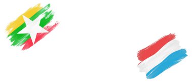 Beyaz Arkaplanda Myanmar ve Lüksemburg Bayrakları