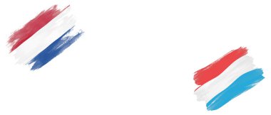 Beyaz Arkaplanda Hollanda ve Lüksemburg Bayrakları