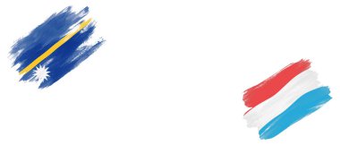 Beyaz Arkaplanda Nauru ve Lüksemburg Bayrakları