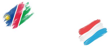 Beyaz Arkaplanda Namibya ve Lüksemburg Bayrakları