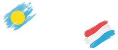 Beyaz Arkaplanda Palau ve Lüksemburg Bayrakları