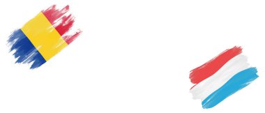 Romanya ve Lüksemburg Bayrakları Beyaz Arkaplanda