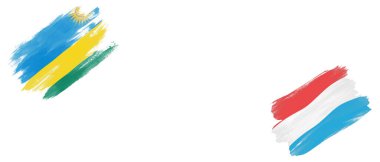 Beyaz Arkaplanda Ruanda ve Lüksemburg Bayrakları