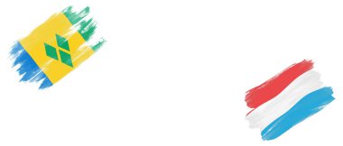 Saint Vincent ve Grenadinler ve Beyaz Arkaplanda Lüksemburg Bayrakları