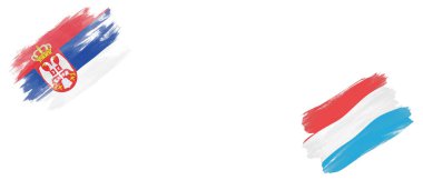 Sırbistan ve Lüksemburg Bayrakları Beyaz Arkaplanda