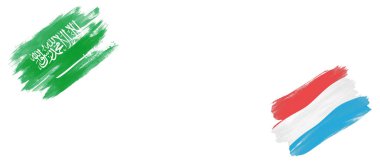 Beyaz Arkaplanda Suudi Arabistan ve Lüksemburg Bayrakları