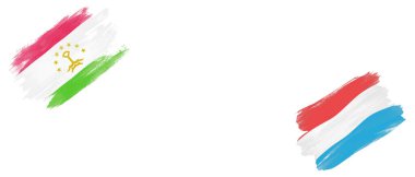 Beyaz Arkaplanda Tacikistan ve Lüksemburg Bayrakları