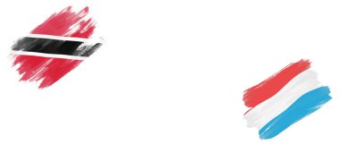 Trinidad ve Tobago ve Lüksemburg Bayrakları Beyaz Arkaplanda