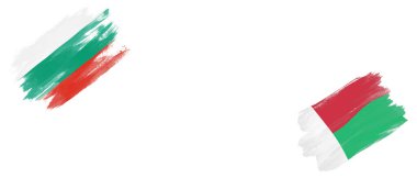 Beyaz Arkaplanda Bulgaristan ve Madagaskar Bayrakları