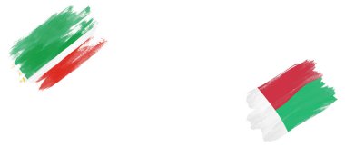 Beyaz Arkaplanda Çeçenistan ve Madagaskar Bayrakları