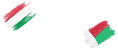 Beyaz Arkaplanda Macaristan ve Madagaskar Bayrakları