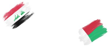 Beyaz Arkaplanda Irak ve Madagaskar Bayrakları