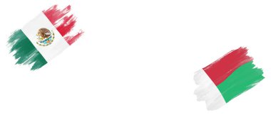 Beyaz Arkaplanda Meksika ve Madagaskar Bayrakları