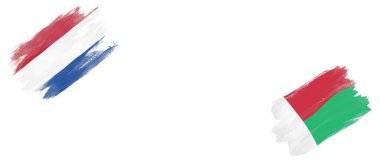 Beyaz Arkaplanda Hollanda ve Madagaskar Bayrakları