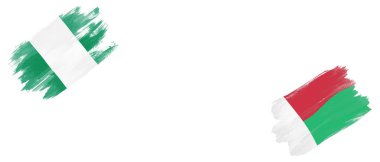 Beyaz Arkaplanda Nijerya ve Madagaskar Bayrakları