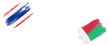 Beyaz Arkaplanda Tayland ve Madagaskar Bayrakları