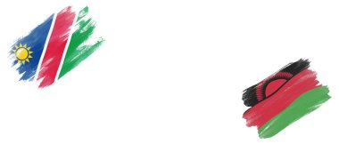 Beyaz Arkaplanda Namibya ve Malavi Bayrakları