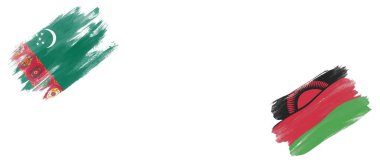 Beyaz Arkaplanda Türkmenistan ve Malavi Bayrakları