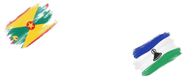 格林纳达和莱索托白底旗 — 图库照片