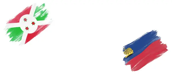 布隆迪和列支敦士登白底旗 — 图库照片