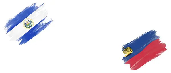 萨尔瓦多和列支敦士登白底旗 — 图库照片