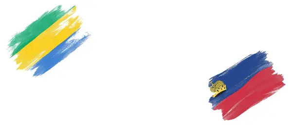 加蓬和列支敦士登白底旗 — 图库照片