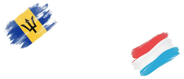 巴巴多斯和卢森堡白底旗帜 — 图库照片