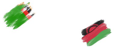 Beyaz Arkaplanda Zambiya ve Malavi Bayrakları