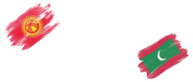 Kırgızistan ve Maldivler Beyaz Arkaplanda Bayraklar