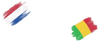 Beyaz Arkaplanda Hollanda ve Mali Bayrakları