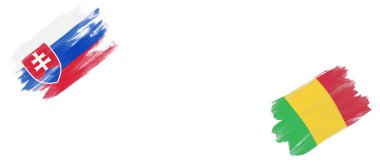 Beyaz Arkaplanda Slovakya ve Mali Bayrakları