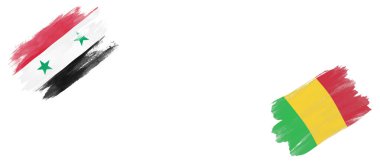 Beyaz Arkaplanda Suriye ve Mali Bayrakları
