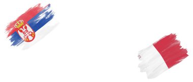 Sırbistan ve Malta Bayrakları Beyaz Arkaplanda