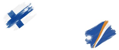 Finlandiya ve Marshall Adaları Beyaz Arkaplanda Bayraklar