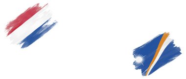 Beyaz Arkaplanda Hollanda ve Marshall Adaları Bayrakları