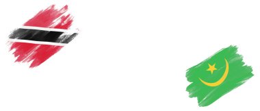 Trinidad ve Tobago ve Moritanya Bayrakları Beyaz Arkaplanda