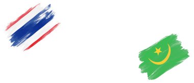 Beyaz Arkaplanda Tayland ve Moritanya Bayrakları