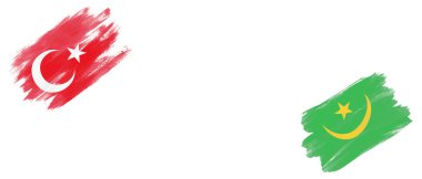 Türkiye ve Moritanya Bayrakları Beyaz Arkaplanda