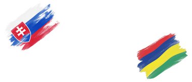 Beyaz Arkaplanda Slovakya ve Mauritius Bayrakları
